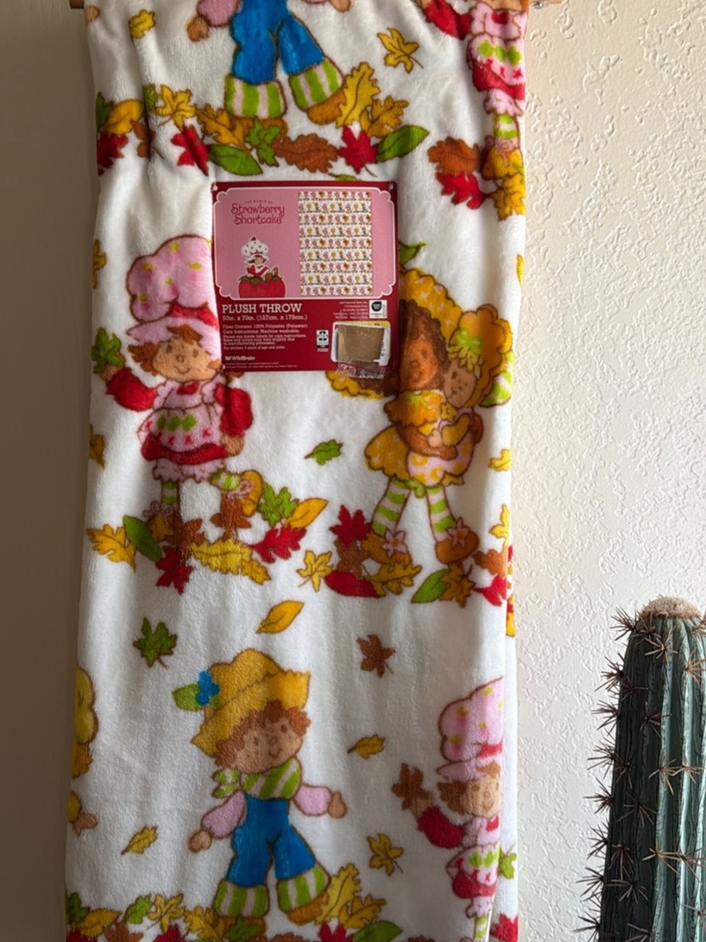 Strawberry Shortcake White Plush Throw - Fall Print